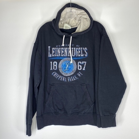 J. America Leinenkugel's Black Hooded Sweatshirt 1867 Size Large - Picture 1 of 5